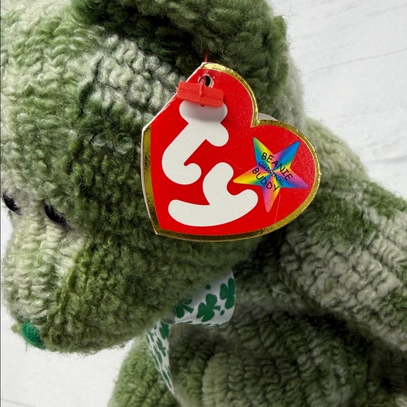Ty NWT McWooly The Bear Green Tie Dye 2004 St. Patrick’s Day Irish Beanie Buddy - Picture 5 of 10